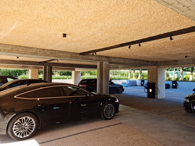 Acoustically treated ceiling in a garage